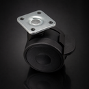 50mm Braked Twin Wheel Castor with Rubber Top Plate