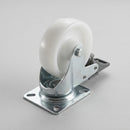 75mm Braked Castor White Nylon 75kg Load Capacity