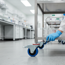 100mm Braked Swivel Bolt Hole Castor | Blue Elastic Rubber Tyre | 200kg Capacity