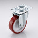80mm Stainless Steel Swivel Bolt Hole Castor - Maroon Wheel