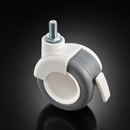 65mm Grey Castor with Brake Twin Wheel M10 Stem Fitting