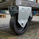 Dark Slate Gray Pressed Steel Fixed Castors With Black Polypropylene Wheel - 50mm to 100mm