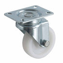 White Smoke Pressed Steel Swivel Castors With White Nylon Wheel - 50mm & 75mm
