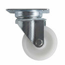 White Smoke Pressed Steel Swivel Castors With White Nylon Wheel - 50mm & 75mm