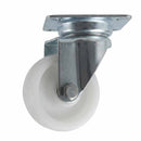 White Smoke Pressed Steel Swivel Castors With White Nylon Wheel - 50mm & 75mm