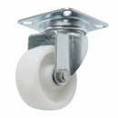 White Smoke Pressed Steel Swivel Castors With White Nylon Wheel - 50mm & 75mm