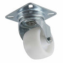 White Smoke Pressed Steel Swivel Castors With White Nylon Wheel - 50mm & 75mm