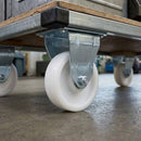 Dim Gray Pressed Steel Fixed Castors With White Nylon Wheel - 50mm & 75mm