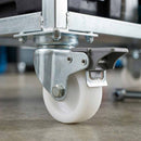 Dim Gray Pressed Steel Braked Swivel Castors With White Nylon Wheel - 50mm & 75mm