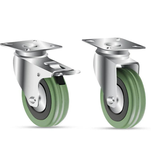 75mm Light Duty Swivel & Total Stop Brake Grey Rubber Wheel 50kg Load Capacity