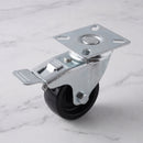 50mm Braked Swivel Castor Black Polypropylene Wheel Top Plate 55kg Load Capacity 2