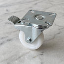 50mm Braked Swivel Castor White Nylon Wheel 60 x 60mm Top Plate 50kg Load Capacity 2