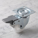 50mm Braked Swivel Castor White Nylon Wheel 60 x 60mm Top Plate 65kg Load Capacity 2