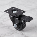 50mm Heavy Duty Swivel Braked Castor Black Nylon Wheel Top Plate 200kg Load Capacity 2