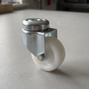 50mm swivel bolt hole castor with white nylon wheel showing M10 centre hole