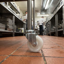 50mm swivel castor with white nylon wheel fitted to a catering serving trolley