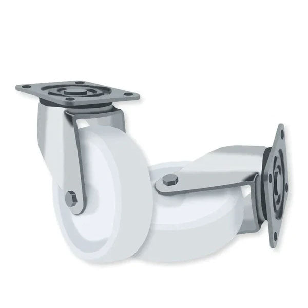 Light Gray 50mm Stainless Steel Swivel, Fixed & Total Stop Braked Castor With Nylon Wheel 40kg Load Capacity