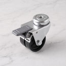 50mm twin wheel braked swivel bolt hole castor black rubber on polypropylene wheels 60kg on grey marble