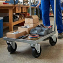 Dark Sea Green 50mm Pressed Steel Swivel Castor Wheel - Black Polypropylene & 4-Hole Top Plate - 55kg Load Capacity