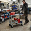 Rosy Brown 50mm Pressed Steel Swivel Castor Wheel - Black Polypropylene & 4-Hole Top Plate - 55kg Load Capacity