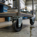 Slate Gray 50mm Pressed Steel Swivel Castor Wheel - Black Polypropylene & 4-Hole Top Plate - 55kg Load Capacity
