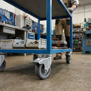 Rosy Brown 50mm Pressed Steel Swivel Castor with Brake, Grey Rubber Wheel - 4-Hole Top Plate - 50kg Load Capacity