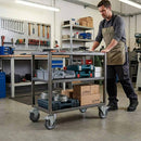 Slate Gray 50mm Pressed Steel Swivel Castor with Brake, Grey Rubber Wheel - 4-Hole Top Plate - 50kg Load Capacity