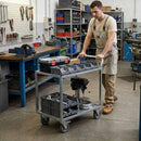 Dark Slate Gray 50mm Pressed Steel Swivel Castor with Brake, Grey Rubber Wheel - 4-Hole Top Plate - 50kg Load Capacity