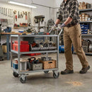 Dark Gray 50mm Pressed Steel Swivel Castor with Brake, Grey Rubber Wheel - 4-Hole Top Plate - 50kg Load Capacity