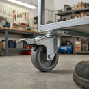 Dark Sea Green 50mm Pressed Steel Swivel Castor with Brake, Grey Rubber Wheel - 4-Hole Top Plate - 50kg Load Capacity