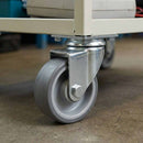 Dim Gray 50mm Pressed Steel Swivel Castor with Grey Rubber Wheel & 4-Hole Top Plate - 50kg Load Capacity