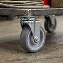 Rosy Brown 50mm Pressed Steel Swivel Castor with Grey Rubber Wheel & 4-Hole Top Plate - 50kg Load Capacity
