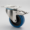 80mm Braked Castor with Blue Rubber Wheel