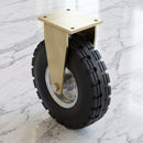 525mm Heavy Duty Fixed Castor Black Elastic Rubber Wheel Block Rib Tread Ball Bearing Top Plate 1885kg Load Capacity 2