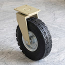 525mm Heavy Duty Swivel Castor Black Elastic Rubber Wheel Block Rib Tread Ball Bearing Top Plate 1885kg Load Capacity 3
