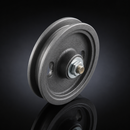 Grooved Cast Iron Wheels with M10 x 69mm Roller Bearing Axle