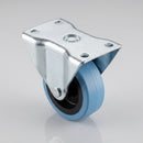 63mm Fixed Castor - Blue Rubber Wheel for Light Loads