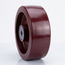 Red Polyurethane Wheel 200mm Cast Iron 12.7mm Bearing