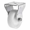 White Smoke Pressed Steel Fixed Castors With White Nylon Wheel - 50mm & 75mm