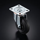 100mm Pressed Steel Swivel Castor with Black Rubber Wheel