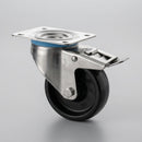 100mm Stainless Steel Braked Castor – High Temp Phenolic Wheel