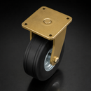 250mm Fixed Castor - Elastic Rubber Wheel, Ribbed Tread