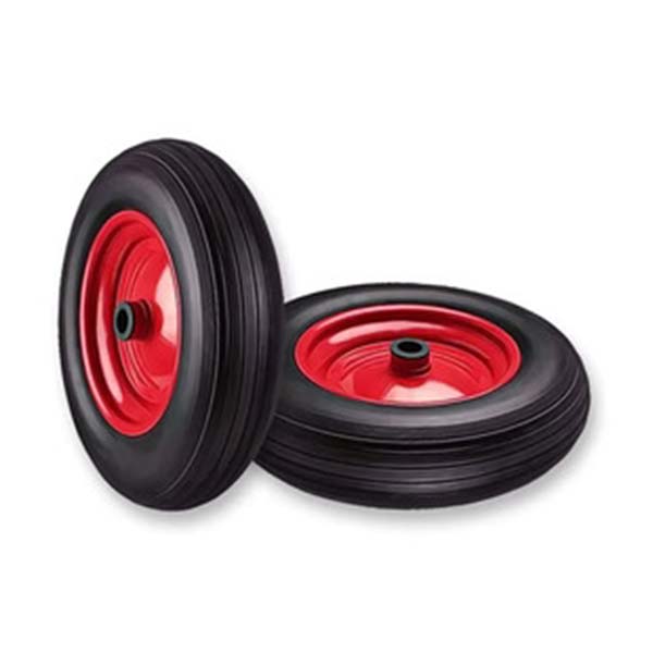 Pale Violet Red 370mm Puncture Proof Wheel Steel Centre Ribbed Tread (3.50-8 TYRE - 25mm Bore)