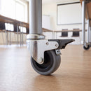 60mm braked swivel castor grey rubber on polypropylene wheel M10 bolt hole on a conference room equipment stand