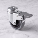 60mm braked swivel bolt hole castor grey rubber wheel 65kg on grey marble
