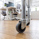 60mm grey rubber swivel castor fitted to an office storage rack