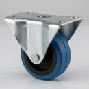 50mm Fixed Castor - Blue Rubber Wheel for Light-Duty Loads