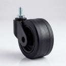65mm Black Braked Rubber Twin Wheel Castor Stem Fitting