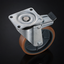 100mm Heavy Duty Braked Castor – Polyurethane on Cast Iron Wheel