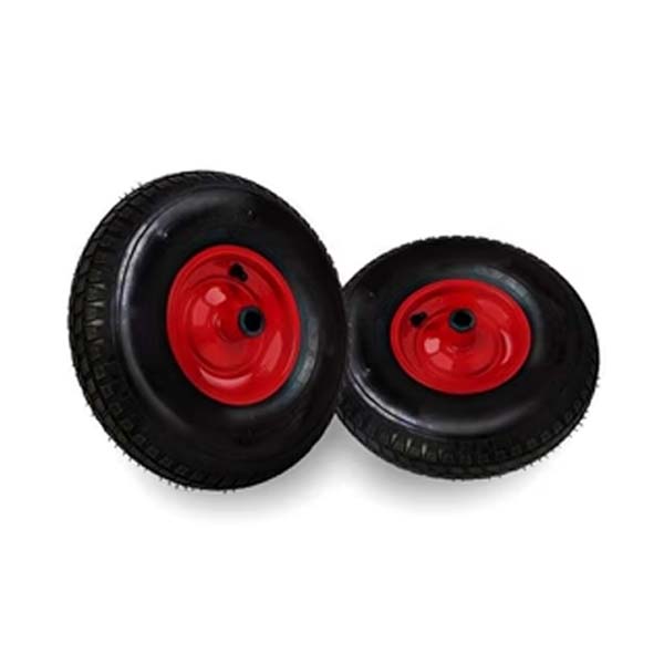 Black 400mm Pneumatic Wheel Steel Centre Block Tread (4.80/4.00-8 Tyre 4 Ply - 20mm, 25mm & 1" Bore Choice)